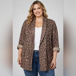 RUBY Rd. Woman Leopard Print Jacket 2X